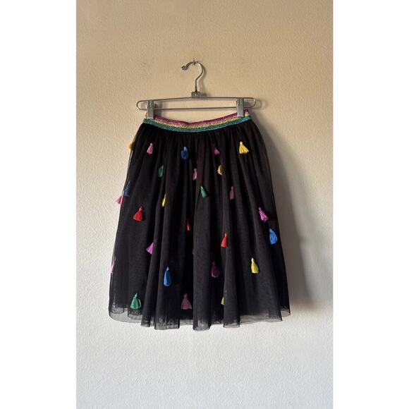 Stella McCartney Tulle Skirt Kids Size 10 Years Rainbow Tassel Black Party Retro - Picture 1 of 7
